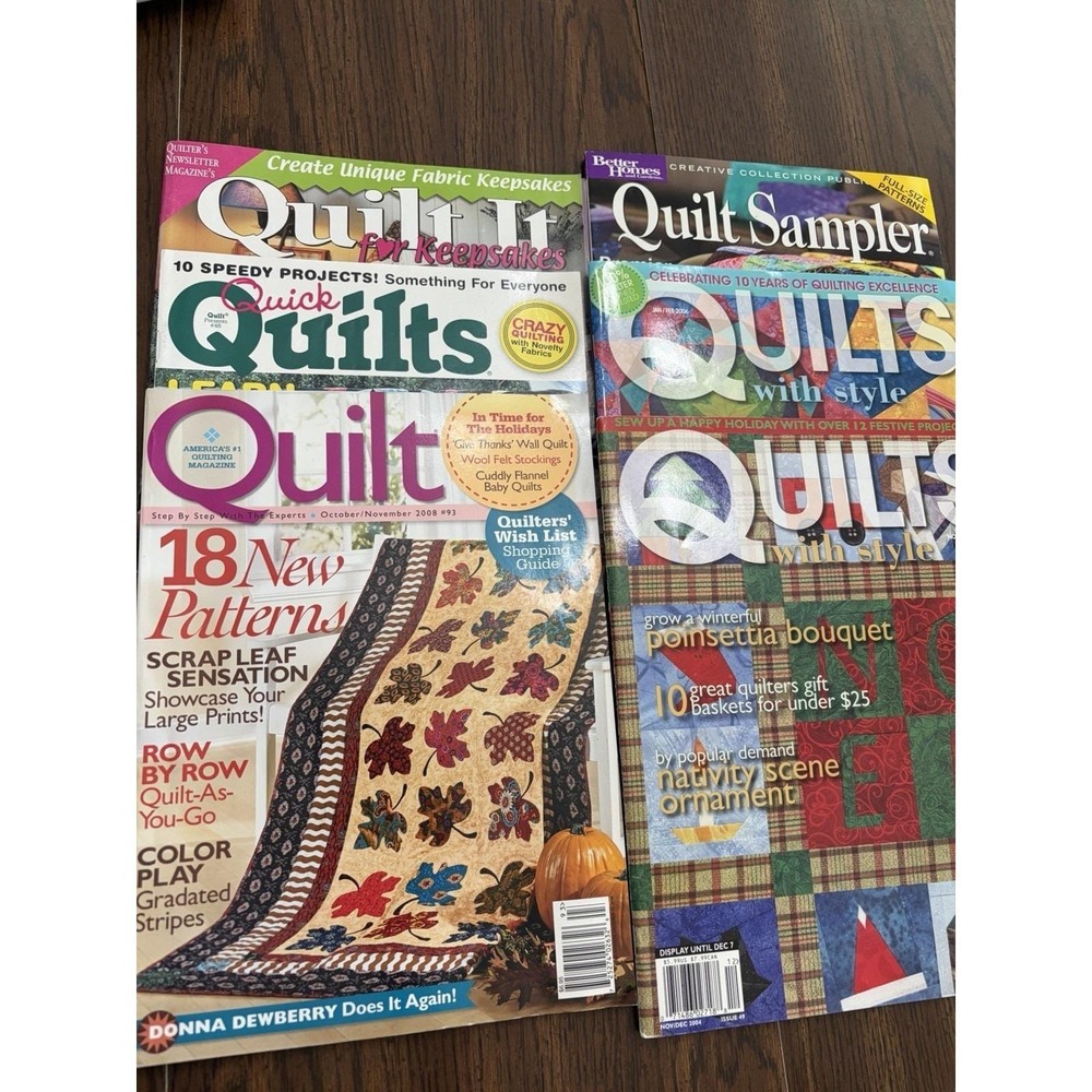 Lot Of 6 Mixed Quilting Magazines 2004-2008 Patterns Projects